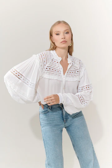 Blusa boho Simone blanco